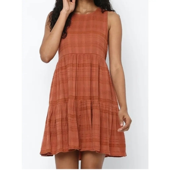 American Eagle Crew Neck Babydoll Dress Lined Rust Red Womens Sz XS - Picture 2 of 8